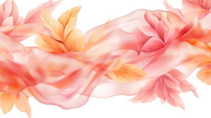 Vibrant watercolor scarf design featuring flowing fabric and autumn leaves