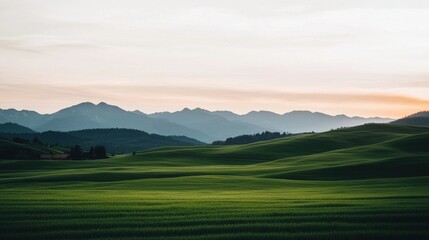 Obraz premium Tranquil sunset over rolling hills nature landscape serene environment scenic viewpoint peaceful concept for relaxation