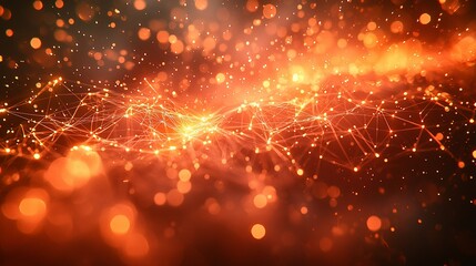 Abstract orange digital network background