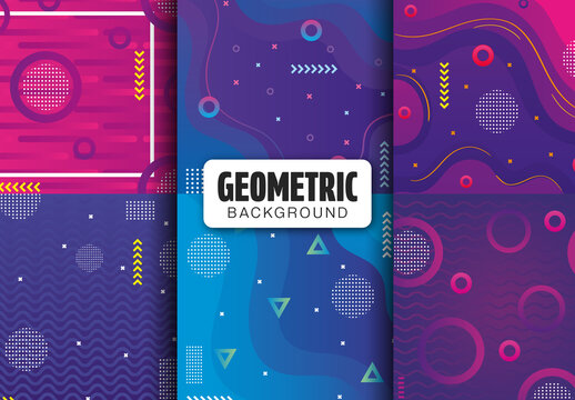 Vibrant Geometric Abstract Background Pattern Set