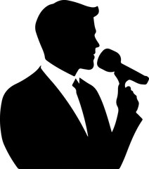 Silhouette of a Male Presenter with Microphone