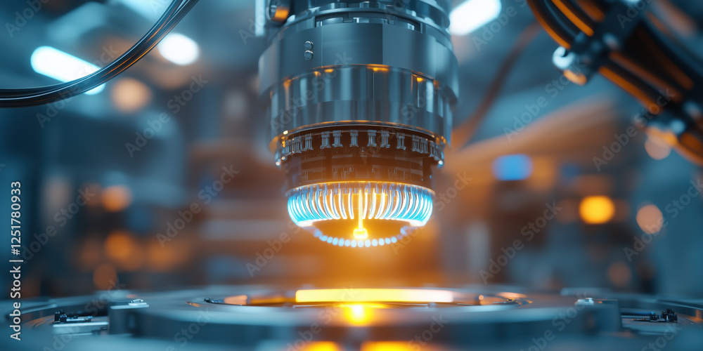 Poster highly detailed 3d render of quantum processor in futuristic lab setting