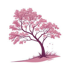 Obraz premium Illustration of a pink blossoming tree isolated on white background