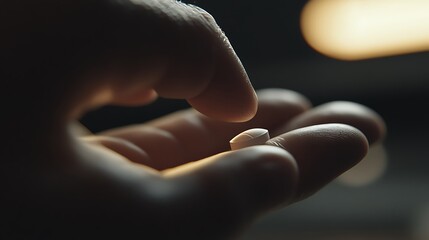 A single pill rests gently in a hand