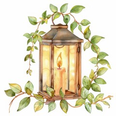Brown Lantern with Vine Garland