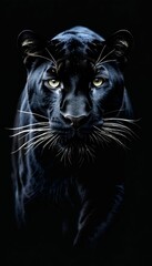 panther front dark series background digital art view predator panther black leopard animal jaguar wild big white closeup design face background isolated nature art illustration cat portrait graphic