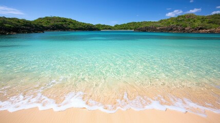 Fototapeta premium Relaxing day at the tranquil beach tropical island photography serene environment wide-angle view nature's calmness