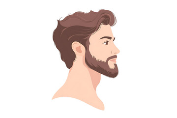 A clean and stylish vector illustration of a man with a medium beard, featuring smooth lines and modern aesthetics