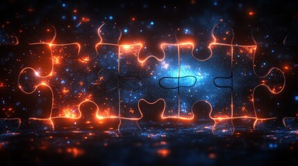 Obraz premium A cosmic puzzle piece design representing connection and unity in the universe.