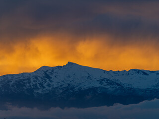 Spectacular sunrise over Sierra Nevada (Granada, Spain)
