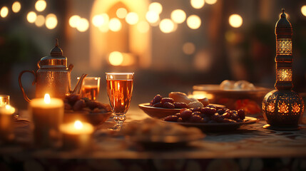 Ramadan Evening Feast  Warm Lights and Dates