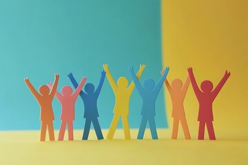 Pastel People Raising Arms Solidarity Illustration