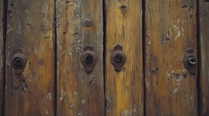 Fototapeta premium Rustic wooden planks with a weathered texture and visible nail holes in earthy tones