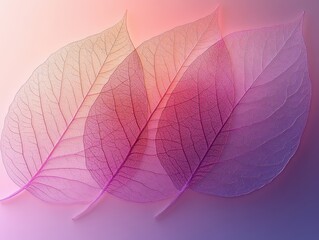Delicate layered leaves with a gradient background in soft hues.