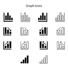 Graph, chart icon set. Statistics and analytics icons. Growth chart symbols. Vector icons