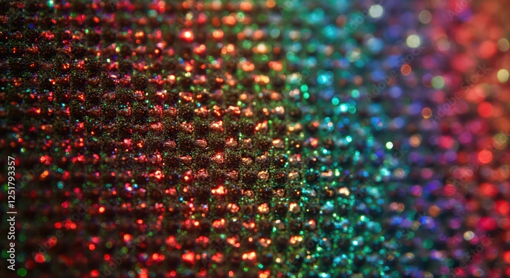 Fototapete Macro photo of RGB grid on LED panel. Abstract tech design with illuminated screen, textured pixel pattern background. Close-up of colorful diodes, electronic glowing mesh concept. Vibrant color