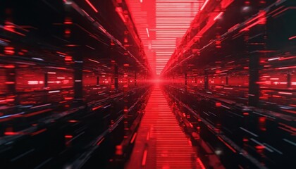 Abstract red black tones art fusion. Digital glitch effect wallpaper texture design, computer screen display, distorted monitor, electronic media artifact. Modern futuristic technology with