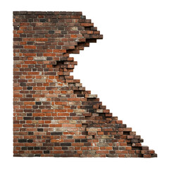 Obraz premium Broken Brick Wall with Debris on Transparent Background. PNG