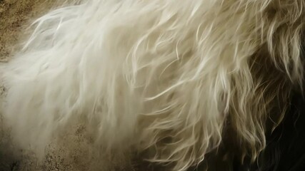 Close-up of animal fur blowing in the wind against textured background, highlighting pet allergy concept