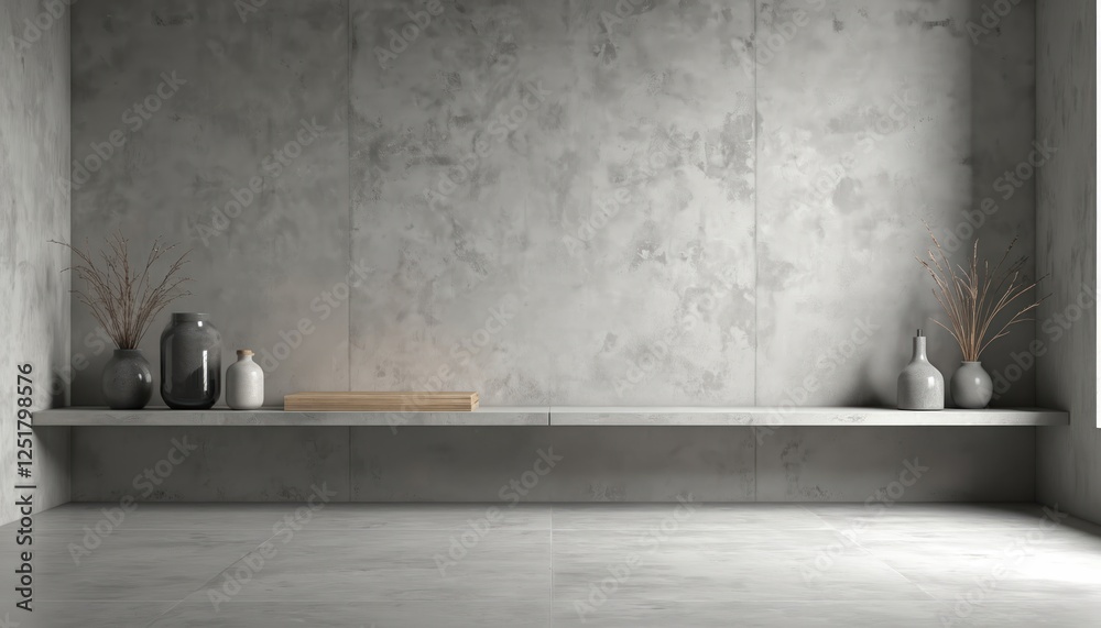 Leinwandbilder empty grey studio interior with concrete wall and floor for product display or text presentation. sh