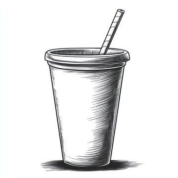 recommend clip art: Stylized Illustration of Disposable Drink Cup with Straw