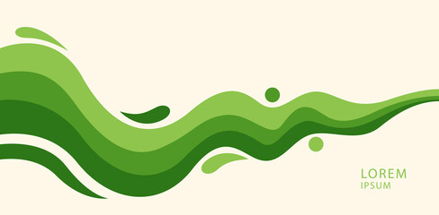Modern green gradient banner background. Graphic design banner pattern background template with dynamic wave shapes
