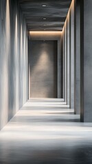 Obraz premium Modern Minimalist Corridor with Soft Lighting and Concrete Walls