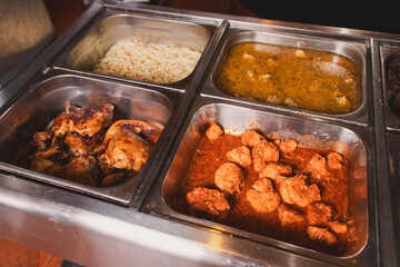 Different types of food to be served in a buffet restaurant.