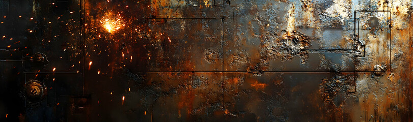 Industrial manufacturing backdrop featuring welding sparks and abstract textures, perfect for a creative banner AI Generated
