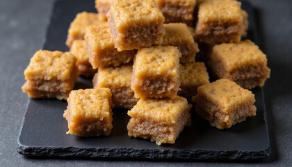 Artfully arranged Alfajores on a slate board, culinary elegance
