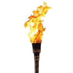 Fierce Flame Rising from a Burning Torch Isolated on Transparent Background