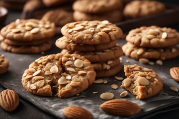 Fototapeta premium Healthy Homemade Sweet Almond Cookies Made with Wholesome Ingredients for a Guilt-Free Treat. Generative AI.