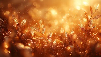 Naklejka premium Golden Bokeh Lights with a Soft Out-of-Focus Glow and Warm Tones