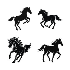 set of horse silhouettes vector illustration