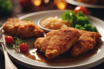 Fototapeta premium Photography of Homemade Chicken Cutlets Freshly Fried and Ready to Enjoy | Generative AI