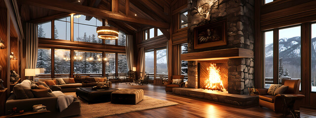 Traditional Mountain Cabin with Comfortable Atmosphere