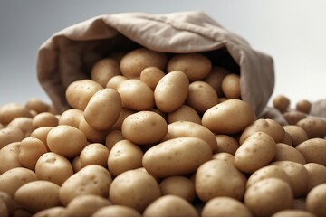 Detailed Illustration of a Sack Filled with Fresh Potatoes on a Clean White Background | Generative AI