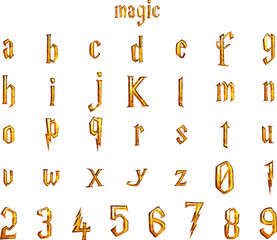 Magic gold metal wizard alphabet letters