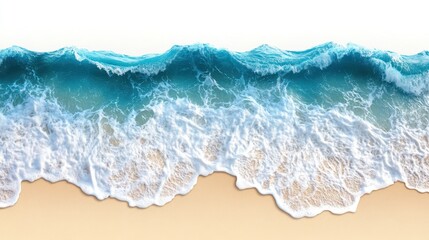Ocean wave crashing beach, white background, summer banner
