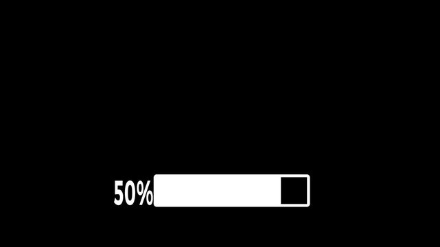 Minimalistic precent Loading Bar on Black Background Simple white loading bar at precent on black background. Clean and modern design suitable for technology, progress, or data-related concepts