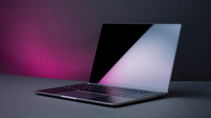 Sleek laptop with a modern design and vibrant background