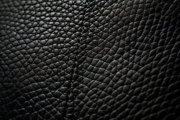 Close-up of black leather texture with fine grain and natural detail, perfect as a premium background for branding, product design, fashion, or upholstery projects