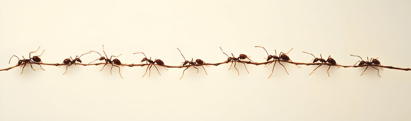 Line of ants marching in unison, a fascinating depiction of teamwork and naturea??s resilience AI Generated