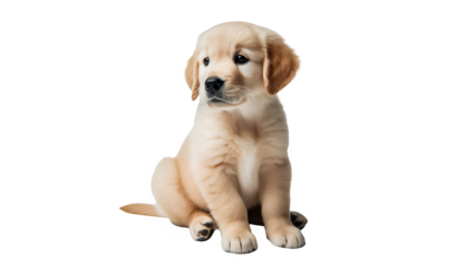 golden retriever puppy on white background