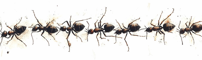 Line of ants marching in unison, a fascinating depiction of teamwork and naturea??s resilience AI Generated