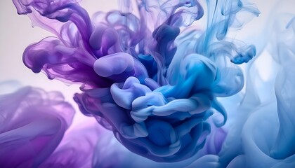Obraz premium Abstract ink swirl effect with delicate tendrils of blue and purple ink diffusing beautiful background
