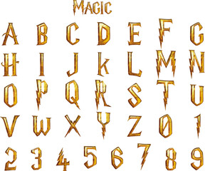 Magic gold metal wizard alphabet letters