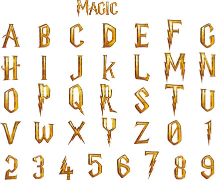 Magic gold metal wizard alphabet letters