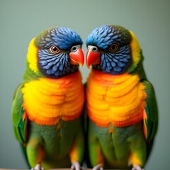 Affectionate Lovebirds with Colorful Feathers