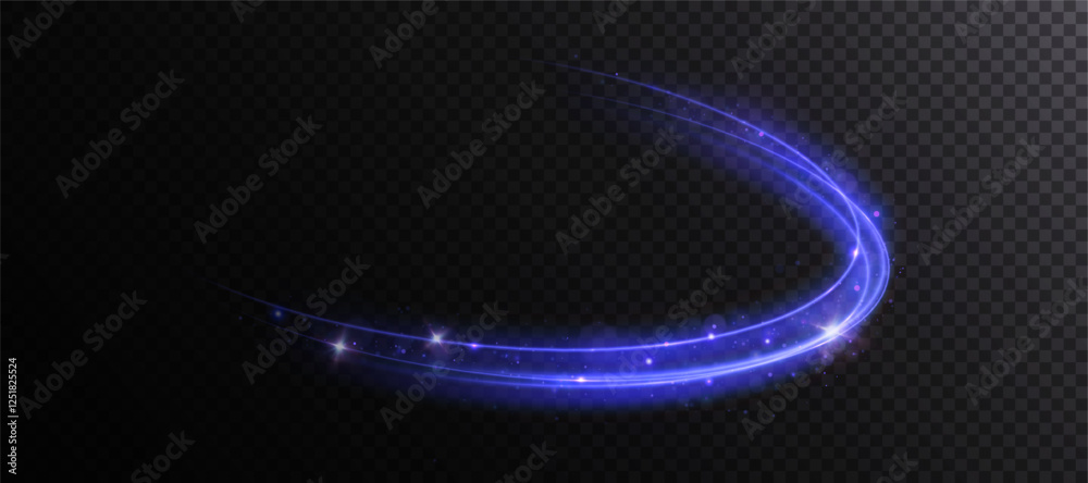 Poster shiny bright purple glowing curved line with magical light effect. glow effect for game interface de
